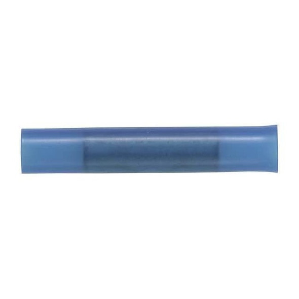 Butt Splice Wire Connector, 14 AWG Max, Blue, Nylon Insulation, 600 V, 100 PK