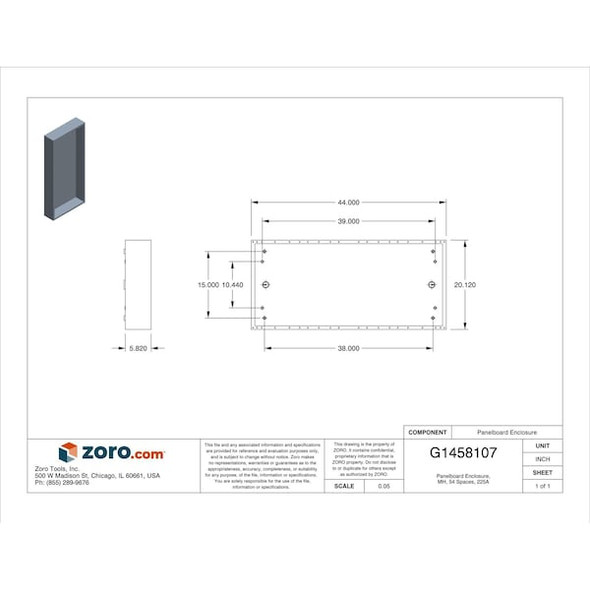 Square D Panelboard Enclosure, MH, 54 Spaces, 225A MH44