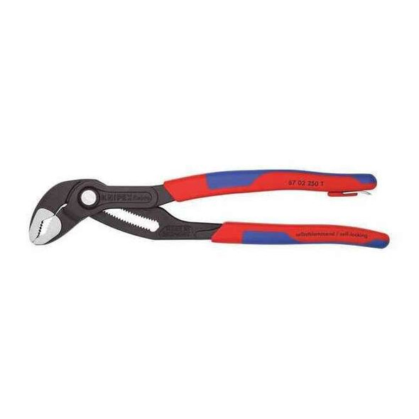 10 in Knipex Cobra V-Jaw Water Pump Plier Serrated, Bi-Material Grip