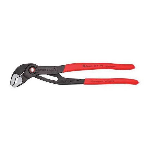 Knipex 12 in V-Jaw Water Pump Plier Serrated, Plastic Grip 87 21 300 SBA