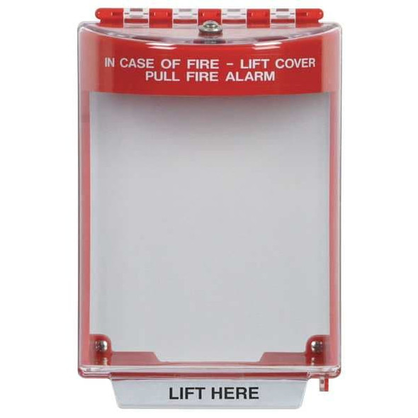 Pull Station Guard, Polycarbonate, Surface Mount, 5 1/2 in W x 8 1/8 in H x 4 in D, Red