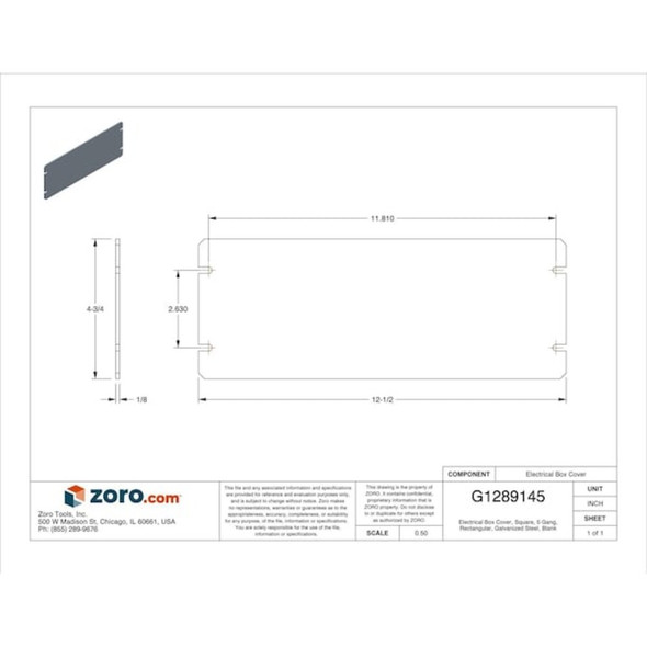 Raco Box Cover, Square Box Type, 5 Gang, Galvanized Steel, Blank Cover Type 847