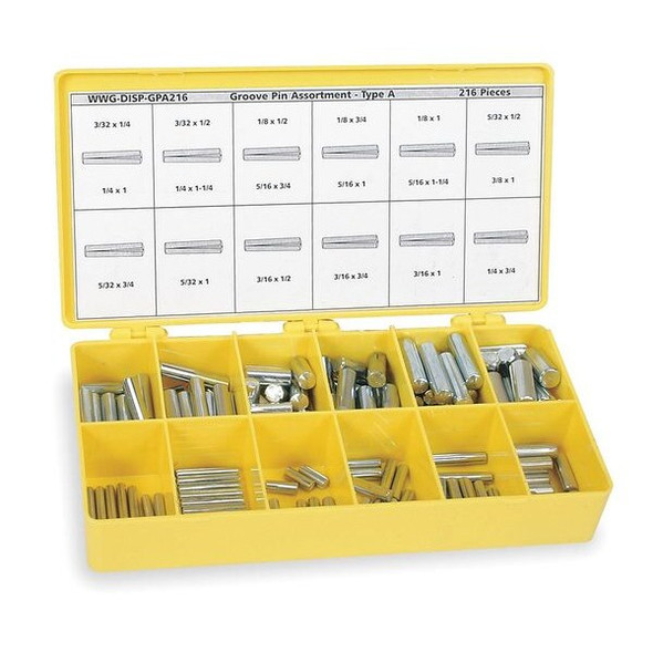 Manufacturer Varies Grooved Pin Assortment WWG-DISP-GP216A