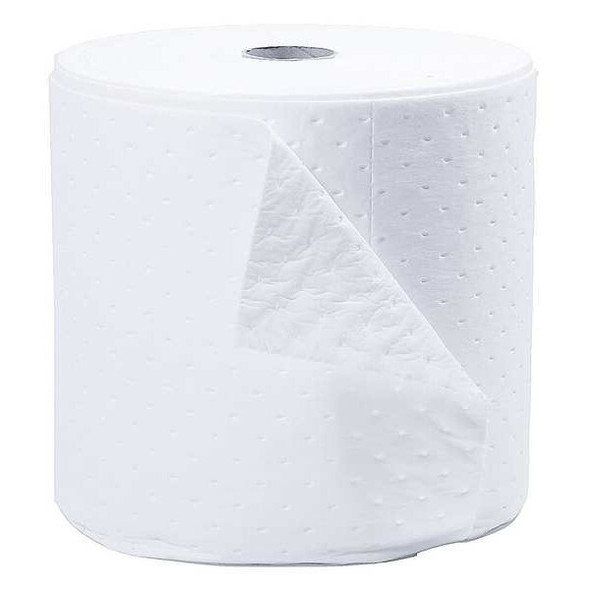 Brady Sorbent Roll, 18 gal, 15 in x 150 ft, Oil, White, Polypropylene SXT15P