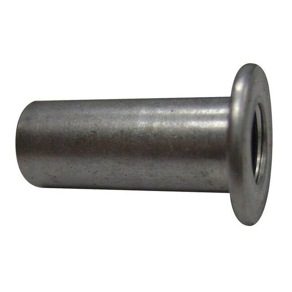 Rivet Nut, #10-32 Thread Size, 0.406 in Flange Dia., 0.534 in L, Steel, 100 PK