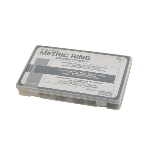 External Retaining Ring Assortment, Carbon Steel, Phosphate Finish, 240 Pieces