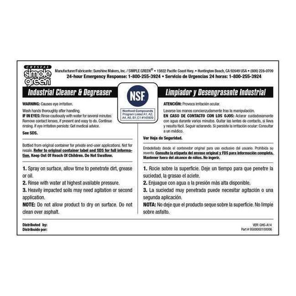 Simple Green Secondary Label,6 in W,Simple Green,PK10 9510001000006