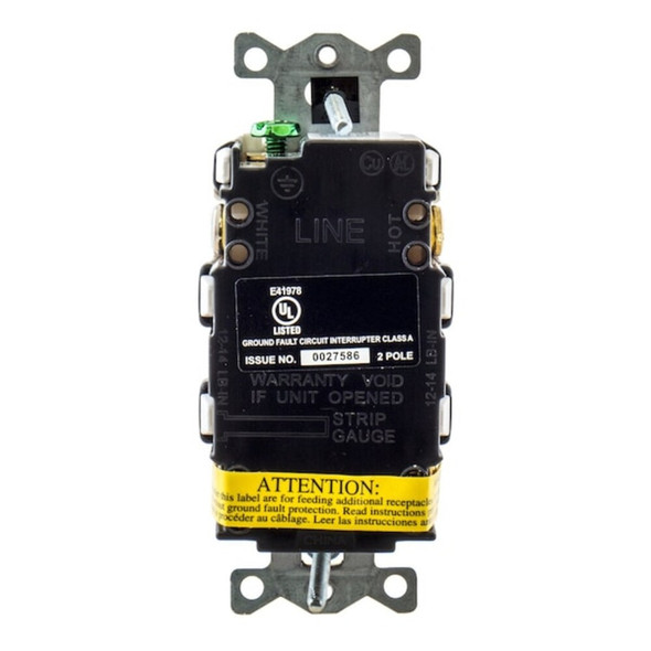 Hubbell Wiring Device-Kellems GFCI Receptacle, 20A, 125VAC, White GFBF20W