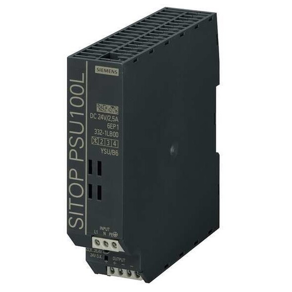 Siemens DC Power Supply, 120/230V AC, 24V DC, 60 W, 2.5 A, DIN Rail 6EP13321LB00