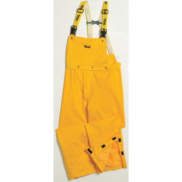 Rain Bib Pants, 100% Nylon, 33 in Inseam, Elastic Closure, Yellow, Size 2XL  3300P-XXL