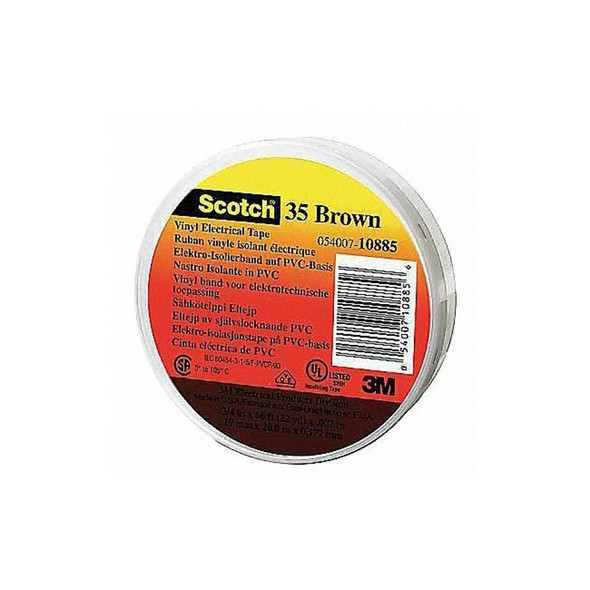 3m ElectricalTape,Bwn,6-5/8ydL,1/2inW,PK100 35-BROWN-1/2X20FT