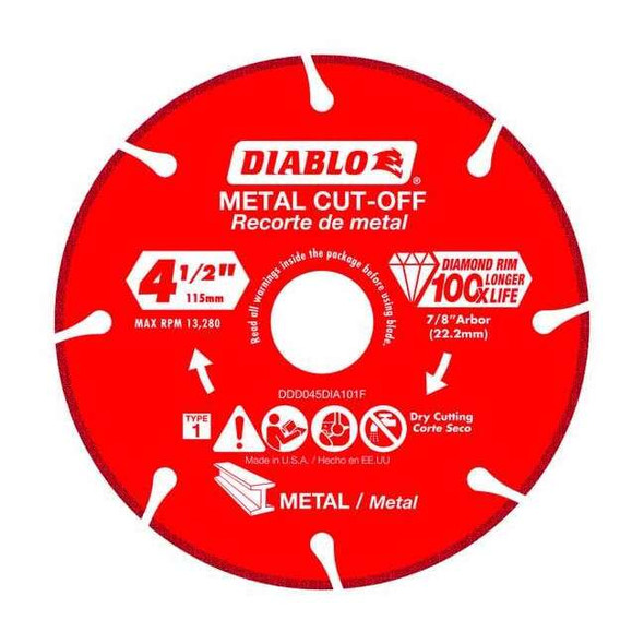 Diablo DiamondSawBlade,Diam:4.5",Thick:0.04" DDD045DIA101F