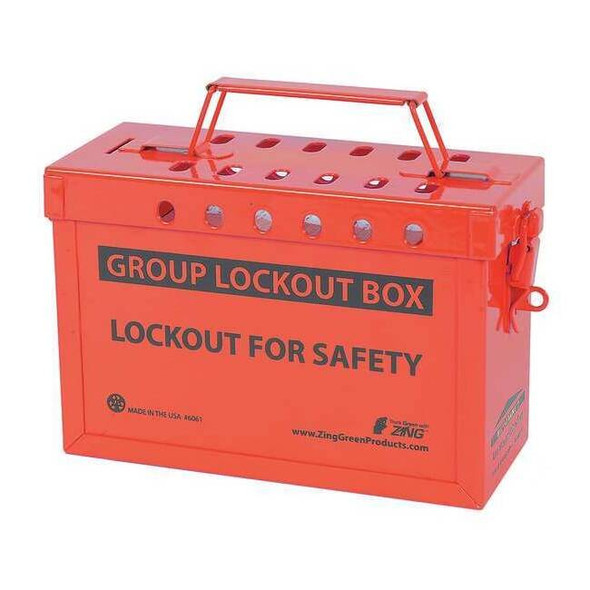 Zing Group Lockout Box, Stainless Steel, Red 6061R