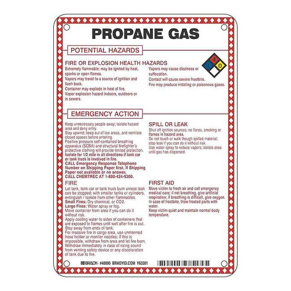 Brady Chemical Sign, 10 in Height, 7 in Width, Rectangle 48890
