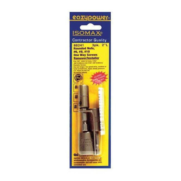 Eazypower One Way Screw Rmvr,No.6,No.8,No.10,PK3 88241