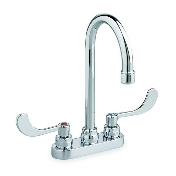 Manual Gooseneck Kitchen/Bathroom Faucet, 4" Mount, Chrome 3 Hole