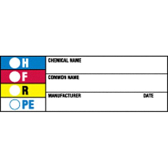 Brady Chemical Label, 1 in H, 3 in W, 60326,PK720 60326