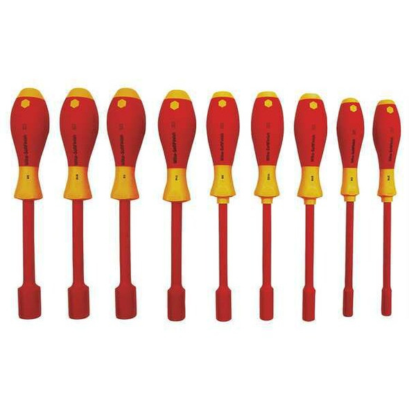 Wiha Nut Driver Set,9 Pieces,SAE,Solid,Ins 32288