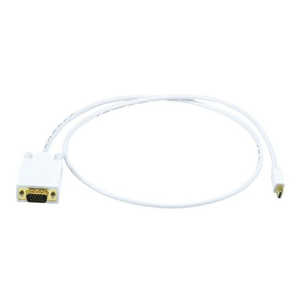 Monoprice White Mini Display Port to VGA Cable, 3ft 32AWG 6002