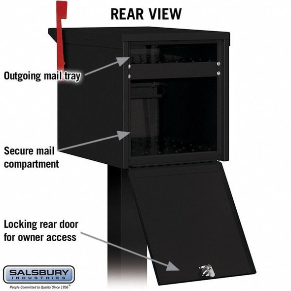 Salsbury Industries Mailbox, Black, Powder Coated, 1 Doors, Pedestal, Aluminum 4325BLK