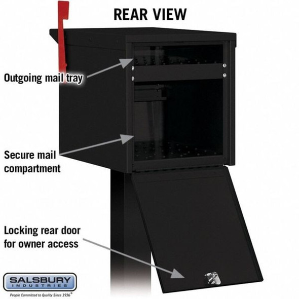 Mailbox, Black, Powder Coated, 1 Doors, Pedestal, Aluminum  4325BLK