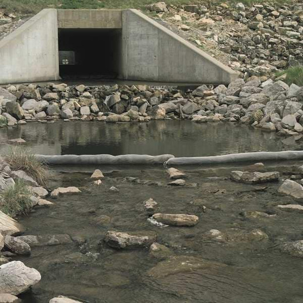 Pig Sorbent Sock, 16 gal, 3 in x 10 ft, Oil, Black, White, 8 PK BOM410