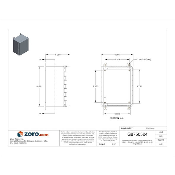 Captive Screws with Quick Release Electrical Enclosures, 10 in H, 6 in D, 8 in W, 12, 13, 4, 4X