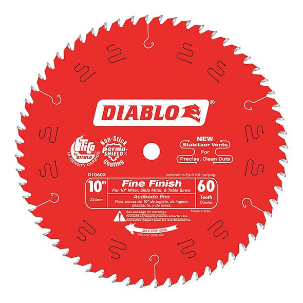 Diablo CircularSawBlade,Carbide,Dia:10" D1060X Diablo CircularSawBlade,Carbide,Dia:10" D1060X