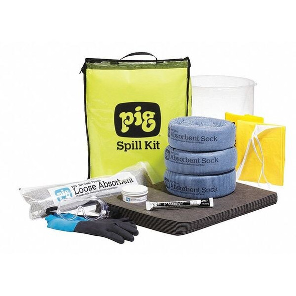 Spill Kit, 6 gal Volume Absorbed per Kit, Not Applicable Capacity, Bag, Yellow