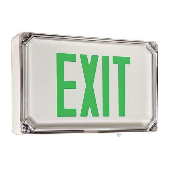 Exit Sign, White, 1 Face(s), LED, Universal Mount, Not Battery Powered