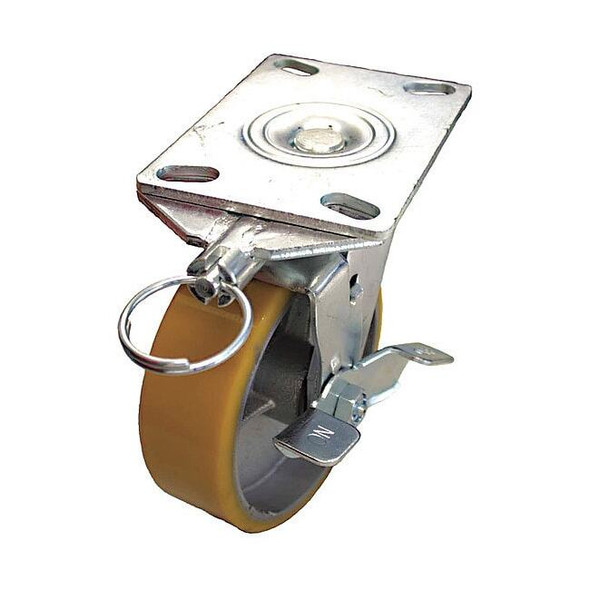 Plate Caster,Swivel,Polyurethane,5 5/8"H