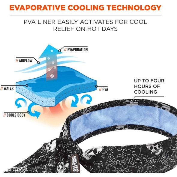 Ergodyne Evaporative Cooling Bandana,Black/White 6700CT Ergodyne Evaporative Cooling Bandana,Black/White 6700CT