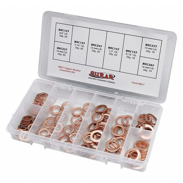 Sur&r Brake Line Washer Assortment Kit,Copper BRC7