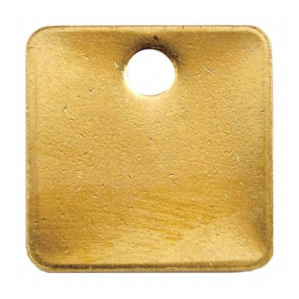 Blank Tag, Brass, 1 1/2 in H x 1 1/2 in W, Yellow, Square, 100 PK