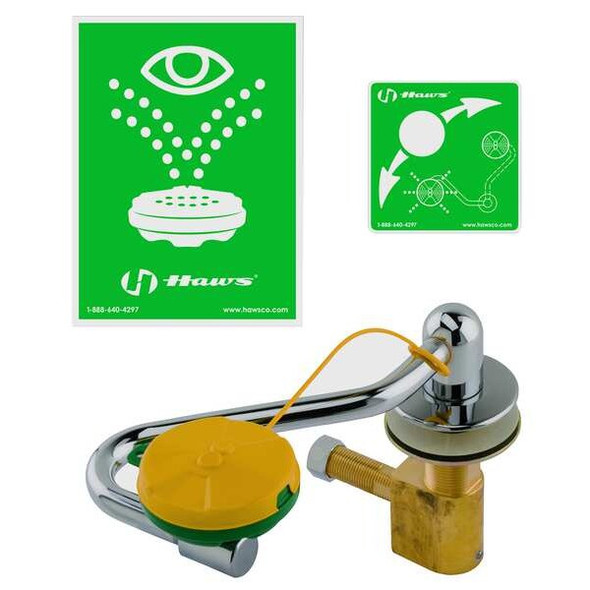 Haws Plumbed Eyewash, Counter Mount, Plumbed, 6 in H., 11 1/2 in W 7611