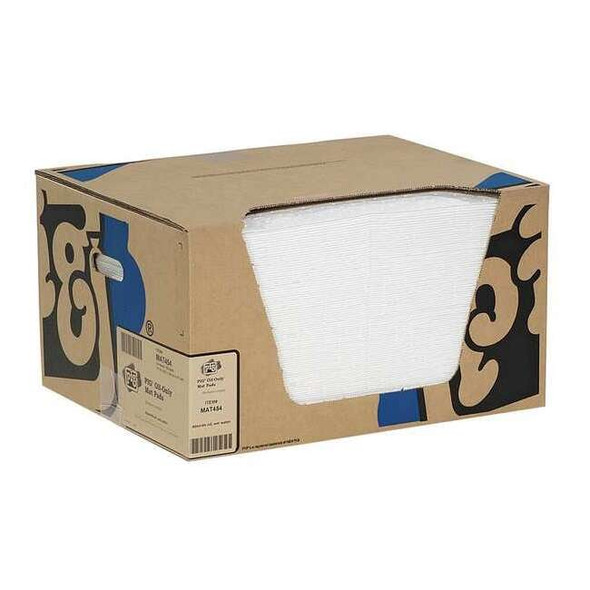 Pig Sorbent Pad, 17 gal, 15 in x 20 in, Oil, White, 100 PK MAT454