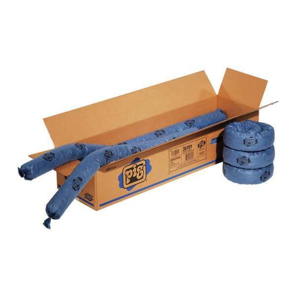 Pig Sorbent Sock, 9 gal, 3 in x 42 in, Universal, Blue, 12 PK 35701