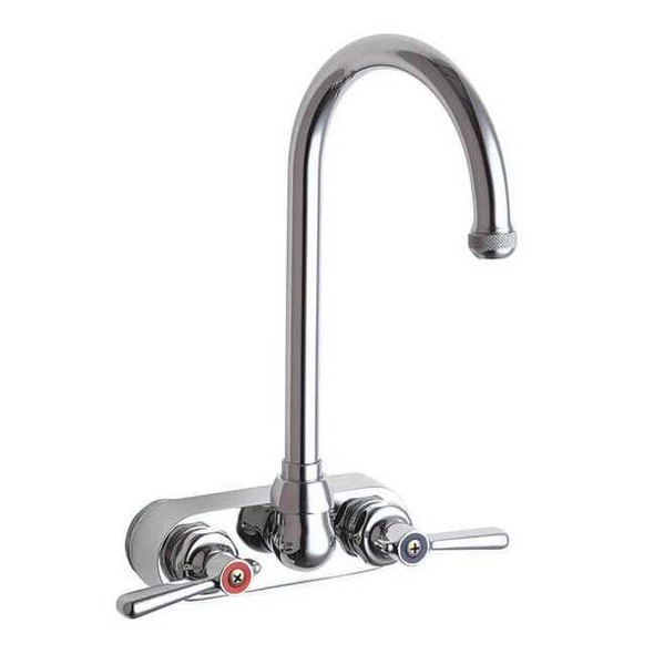Gooseneck Kitchen Faucet, Manual, 4" Mount, 2 Hole Commercial