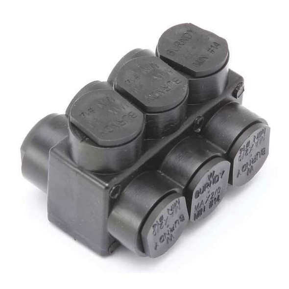 Burndy MultitapConnector,Alum,Blk,Hex,3Port 1PLD2/03