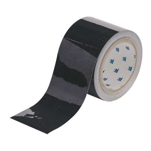 Floor Marking Tape, Polyester, Solid, Black, 3 in W., 8 mil Thickness