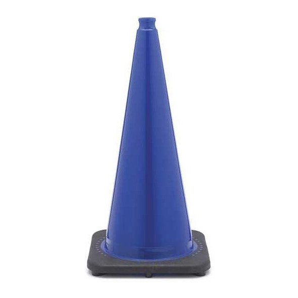 Traffic Cone, PVC, Non-Reflective, 28 in Height, 7 lb, Blue
