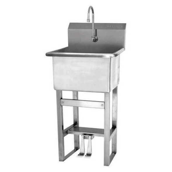 Utility Sink 18 in x 18 in, 1, 1, Floor Mount, 14 ga. 304 Stainless Steel