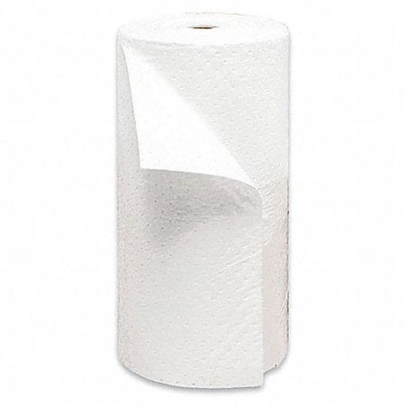 Brady Sorbent Roll, 49 gal, 30 in x 150 ft, Oil, White, Polypropylene OP30