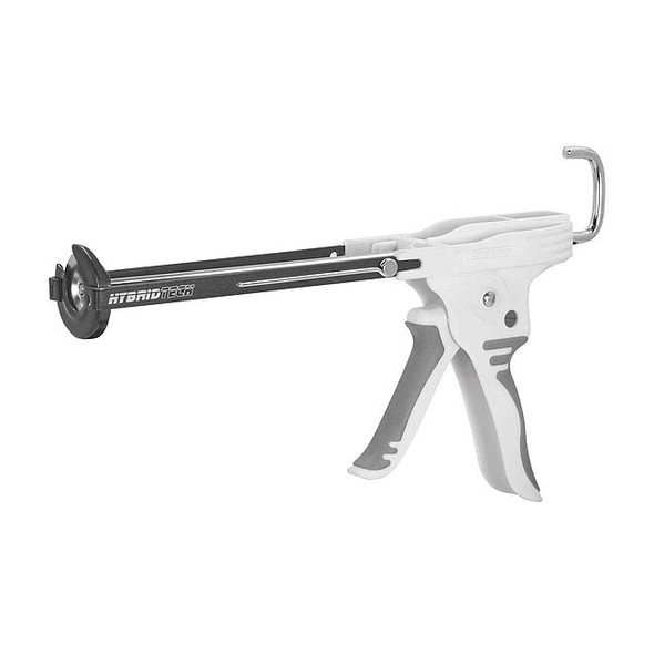 Caulk Gun, 10 oz Container Size, Steel, 6:01, Skeleton Frame, Black/Gray/White