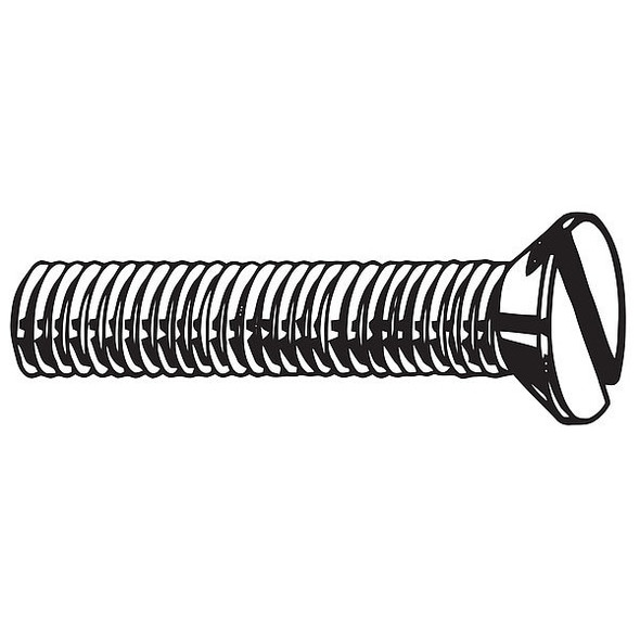 5/16"-18 x 4 in Slotted Flat Machine Screw, Zinc Plated Steel, 50 PK