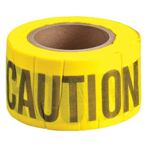 Barricade Tape, Caution, Yellow, 3 in Wide x 150 ft Length, Wood Fiber, 6 mil