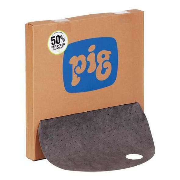 Pig Sorbent Pad, 3 gal, 22 in Dia., Universal, Gray, Polypropylene MAT244
