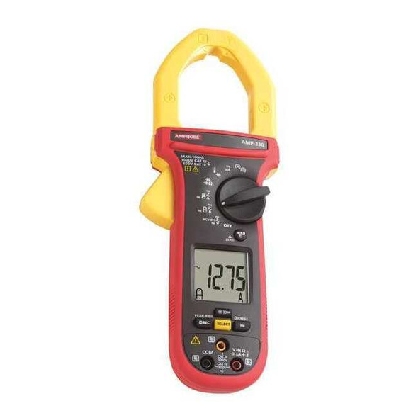 Amprobe Digital Clamp Meter, LCD, 1,000 A, 2.0 in (51 mm) Jaw Capacity AMP-330