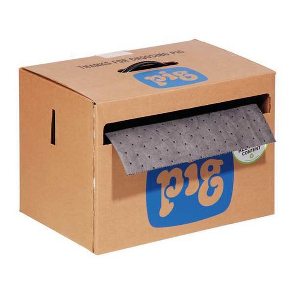 Pig Sorbent Roll, 9 gal, 15 in x 75 ft, Universal, Gray, Polypropylene MAT140
