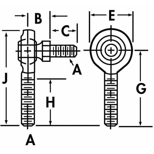 Qa1 Male Stud Rod End,RH,1-4-28 CMR4S